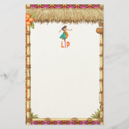 Levendige Tropische Hawaïaanse Tiki Luau Bamboe Briefpapier
