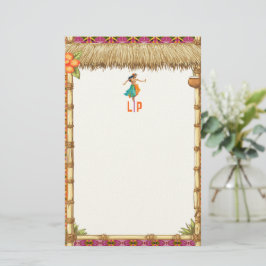 Levendige Tropische Hawaïaanse Tiki Luau Bamboe Briefpapier