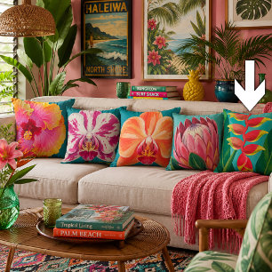 Levendige Tropische Heliconia Bloem Schildering Te Kussen