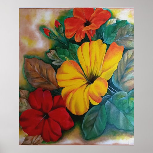 ​Levendige Tropische Hibiscus Bloem Poster (Voorkant)