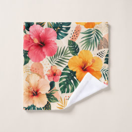 Levendige Tropische Hibiscus Bloemige Naadloze Pat Washandje