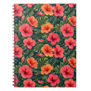 Levendige Tropische Hibiscus Bloesems Notitieboek