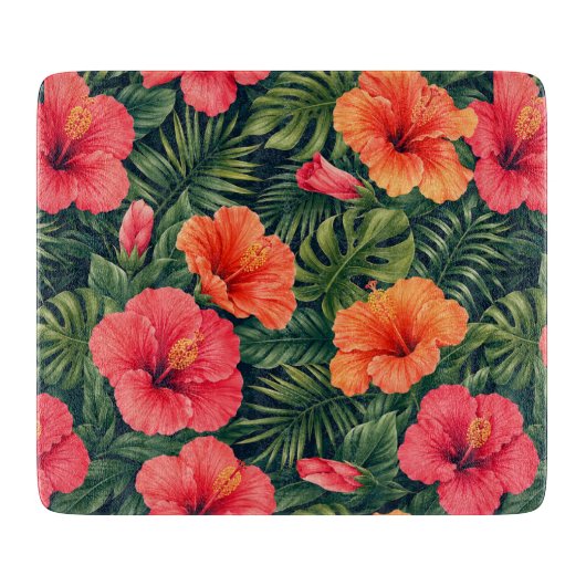 Levendige Tropische Hibiscus Bloesems Snijplank (Voorkant)