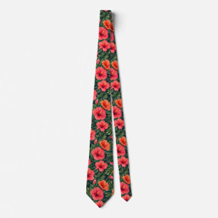 Levendige Tropische Hibiscus Bloesems Stropdas