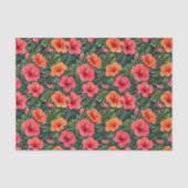 Levendige Tropische Hibiscus Bloesems Tissuepapier (Voorkant)