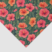 Levendige Tropische Hibiscus Bloesems Tissuepapier (Detail)