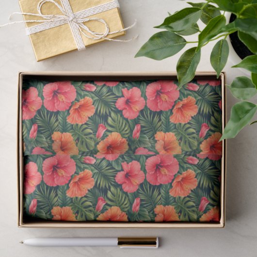 Levendige Tropische Hibiscus Bloesems Tissuepapier (Geschenk)