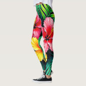 Levendige Tropische Hibiscus Kunst Leggings (Links)