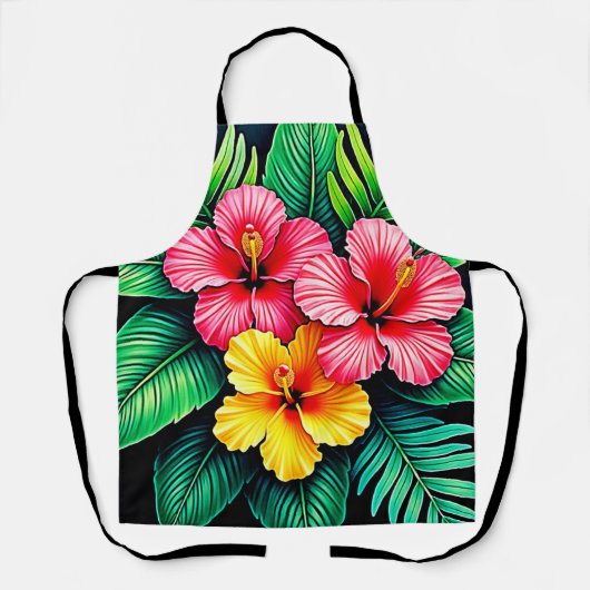 Levendige Tropische Hibiscus Kunst Schort (Voorkant)