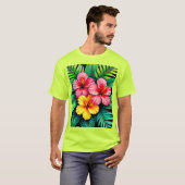 Levendige Tropische Hibiscus Kunst T-shirt (Voorkant volledig)