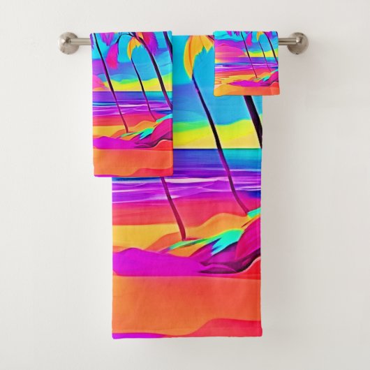 Levendige tropische kustkunst bad handdoek (Insitu)