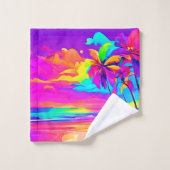 Levendige tropische kustkunst bad handdoek (Wasdoekje)