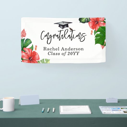 Levendige Tropische Monstera Afstuderen Banner (Beurs)