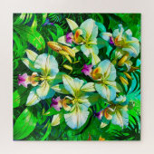 Levendige tropische orchidee legpuzzel (Horizontaal)