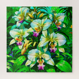 Levendige tropische orchidee legpuzzel