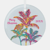Levendige tropische palmbomen Holiday Art Glas Ornament (Voorkant)