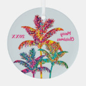 Levendige tropische palmbomen Holiday Art Glas Ornament (Achterkant)