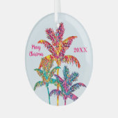 Levendige tropische palmbomen Holiday Art Glas Ornament (Voorkant links)