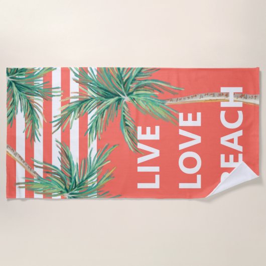 Levendige tropische palmbomen met levende liefdess strandlaken (Voorkant)