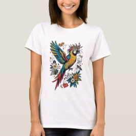 Levendige tropische papegaai t-shirt
