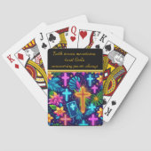 Levendige tropische patronen met gloeiende kruisen pokerkaarten (Achterkant)