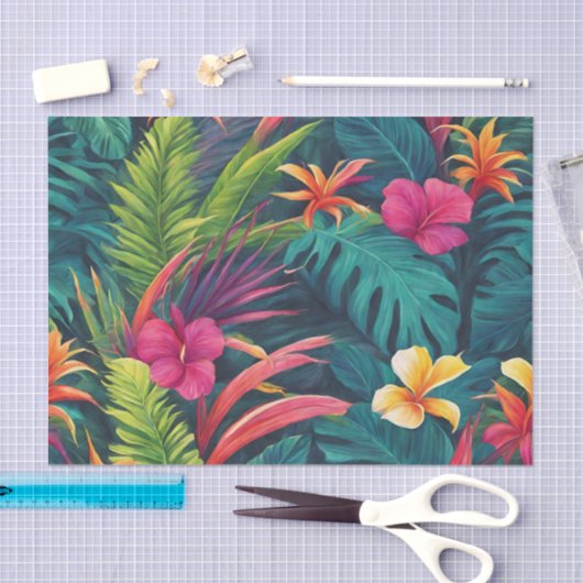 Levendige tropische Planten en bloemen Tissuepapier (Craft)