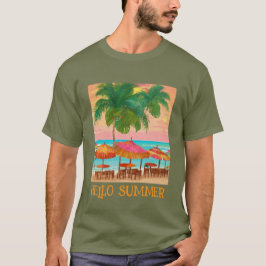 Levendige Tropische Strand Bar Zonsondergang Zomer T-shirt