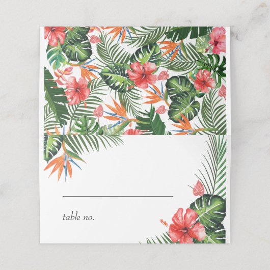 Levendige Tropische Thema Bruiloft Plaats Kaart Plaatskaartje (Buitenkant ongevouwen)