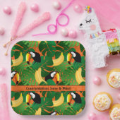 Levendige Tropische Toucan Fun Bright Banana Fiest Papieren Bordje (Feest)