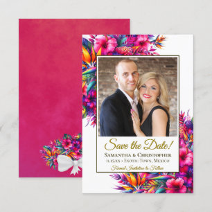 Levendige Tropische Tuin Bloemen & Fotobruiloft Save The Date