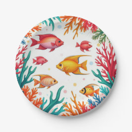 Levendige tropische vissen Koraal Oceaan | kleurri Papieren Bordje