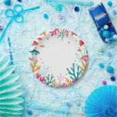 Levendige tropische vissen Koraal Oceaan | kleurri Papieren Bordje (Feest)