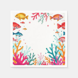 Levendige tropische vissen Koraal Oceaan | kleurri Servet