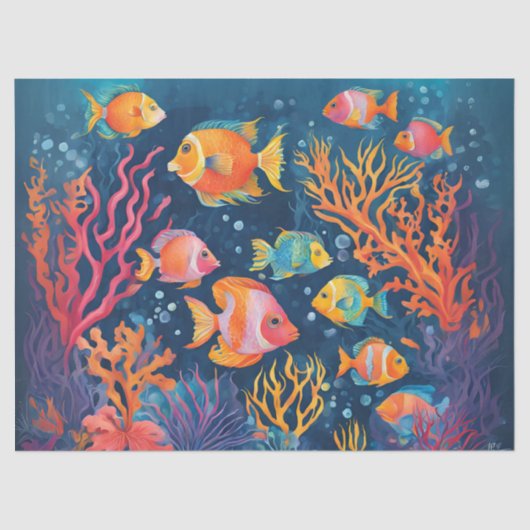 Levendige tropische vissen tissuepapier (Voorkant)