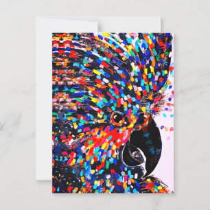 Levendige tropische vogelmuurkunst in expressionis briefkaart