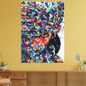 Levendige tropische vogelmuurkunst in expressionis canvas afdruk (Insitu (Woonkamer))