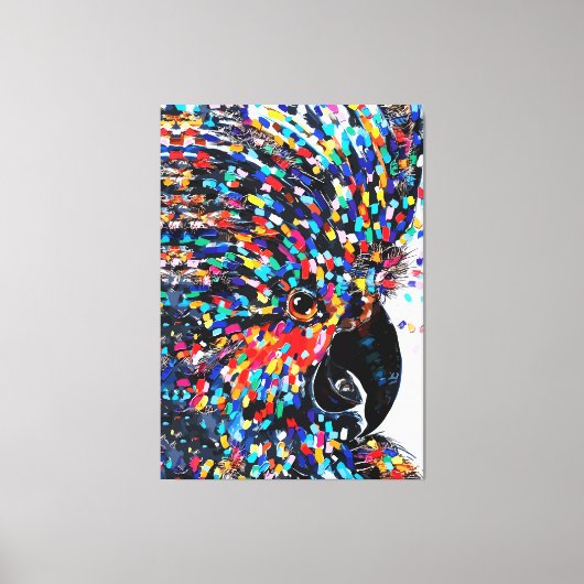 Levendige tropische vogelmuurkunst in expressionis canvas afdruk (Voorkant)