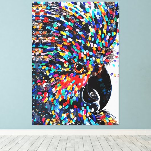 Levendige tropische vogelmuurkunst in expressionis canvas afdruk (Insitu (Houten vloer))