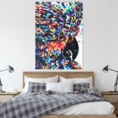 Levendige tropische vogelmuurkunst in expressionis canvas afdruk (Insitu (Slaapkamer))