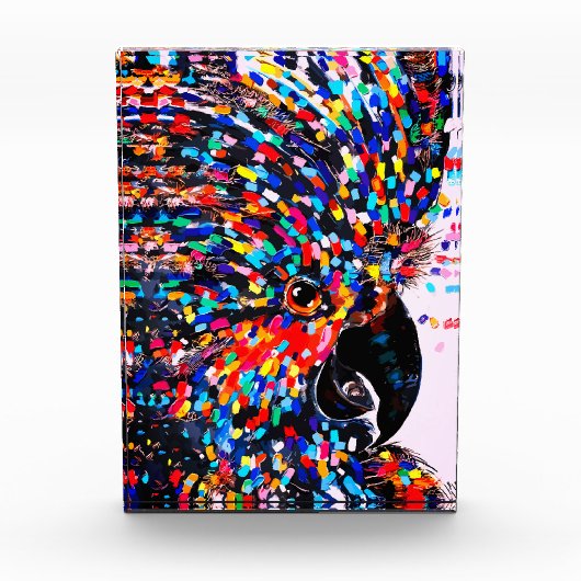 Levendige tropische vogelmuurkunst in expressionis fotoblokken (Voorkant)