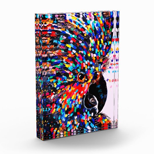 Levendige tropische vogelmuurkunst in expressionis fotoblokken (Links)