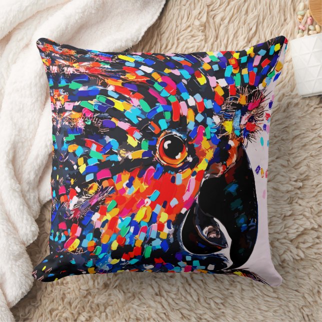 Levendige tropische vogelmuurkunst in expressionis kussen (Deken)