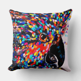 Levendige tropische vogelmuurkunst in expressionis kussen