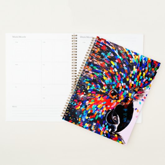 Levendige tropische vogelmuurkunst in expressionis planner (Display)