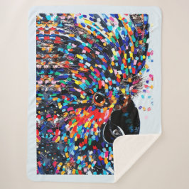 Levendige tropische vogelmuurkunst in expressionis sherpa deken