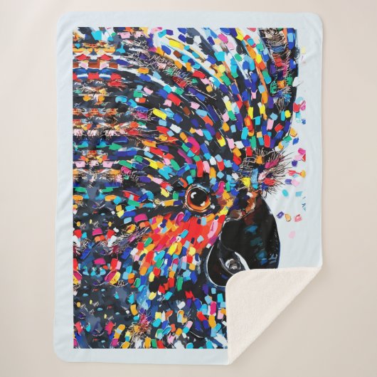 Levendige tropische vogelmuurkunst in expressionis sherpa deken (Voorkant)