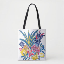 Levendige Tropische Vruchten en Hibiscus Bloem Tot Tote Bag