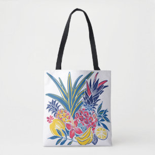 Levendige Tropische Vruchten en Hibiscus Bloem Tot Tote Bag