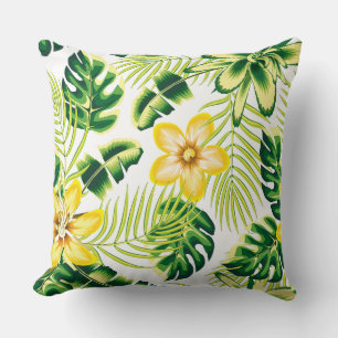 Levendige Tropische Zomerbloemen & Palmbladeren Ku Kussen