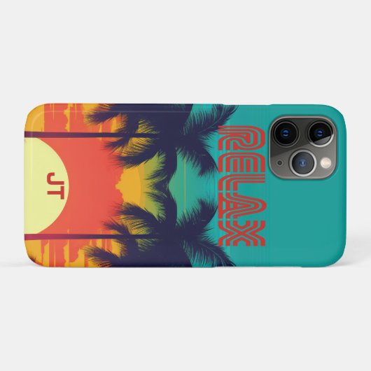 Levendige Tropische Zonsondergang Retro 80s stijl Case-Mate iPhone Case (Achterkant (horizontaal))